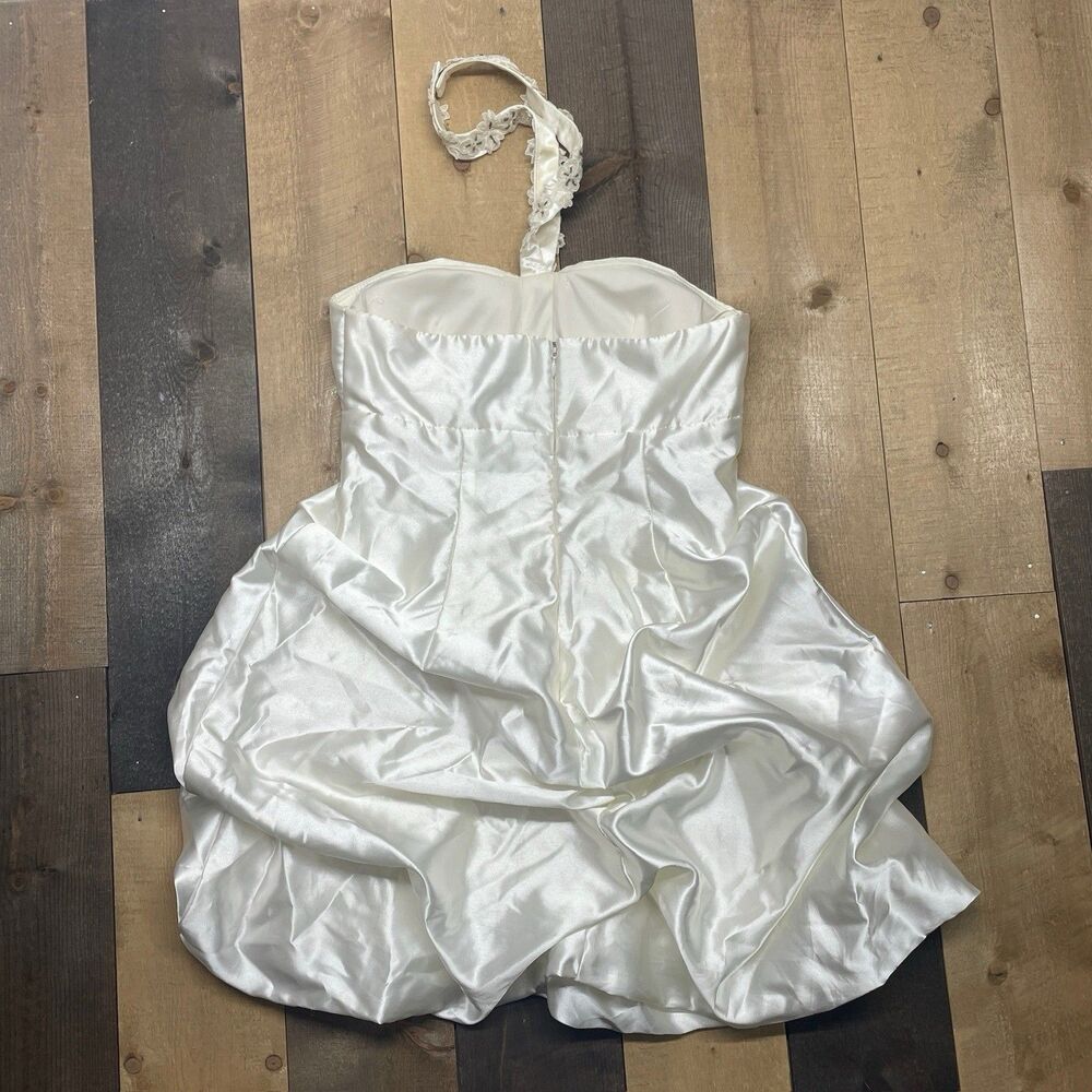 Betsy & Adam Size 10 Linda Bernell White Mini Satin Bubble Wedding Dress VTG Y2K - Picture 6 of 9